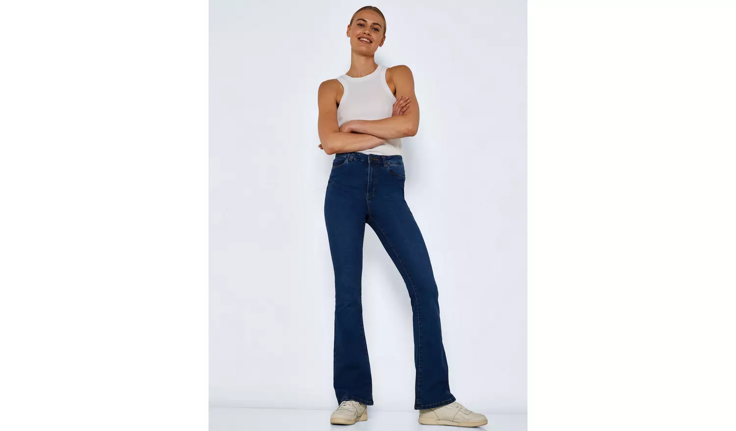 NOISY MAY High Waisted Flared Jeans Blue 28L