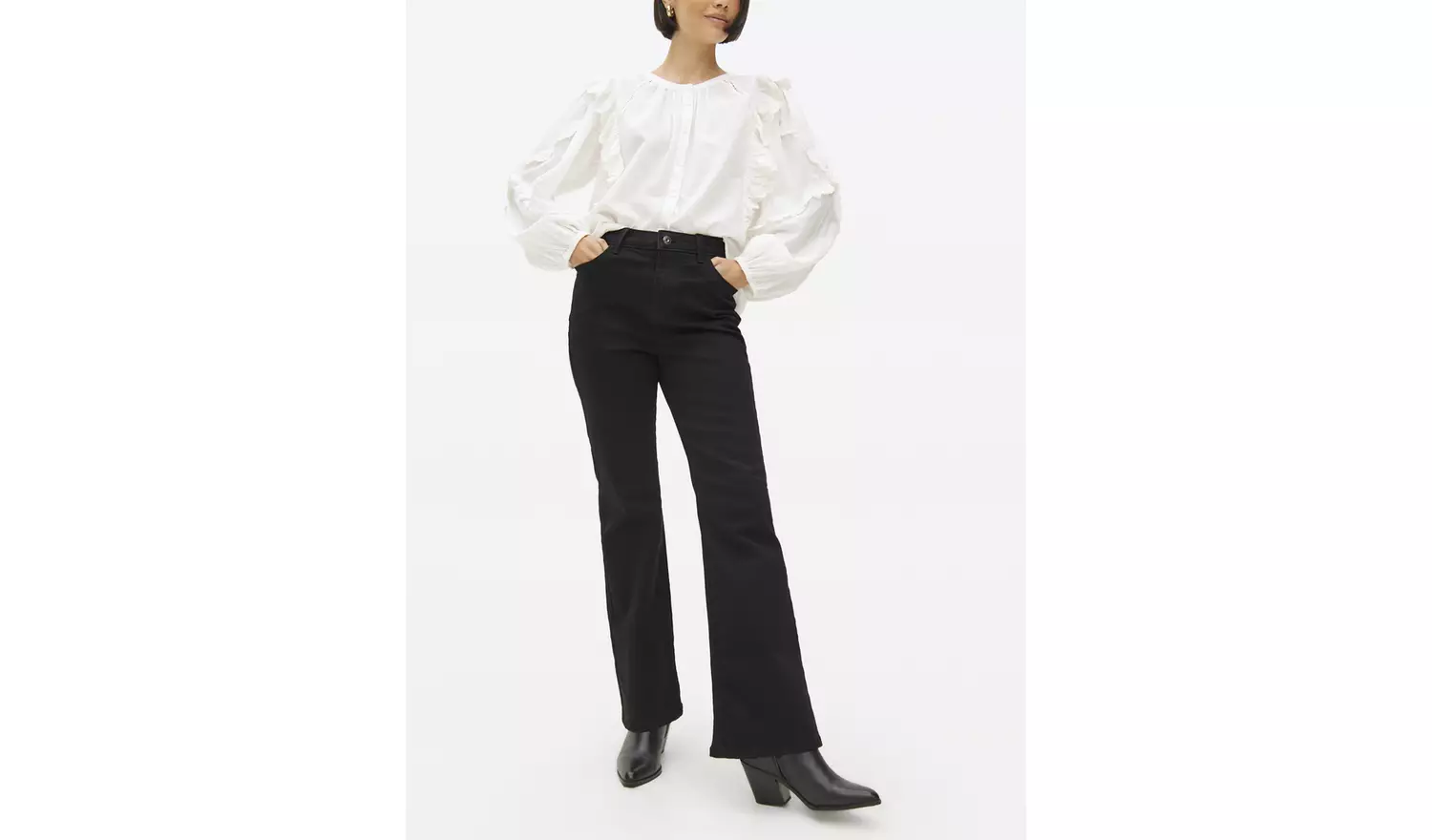 Black Denim Sculpt Flared Jeans 12S