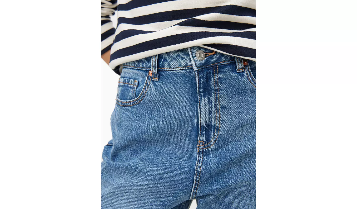 Mid Rinse Denim High Rise Mom Jeans 12L