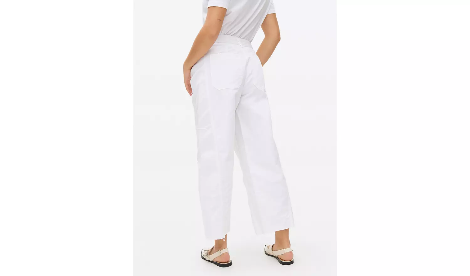 White Relaxed Denim Barrel Leg Jeans12S