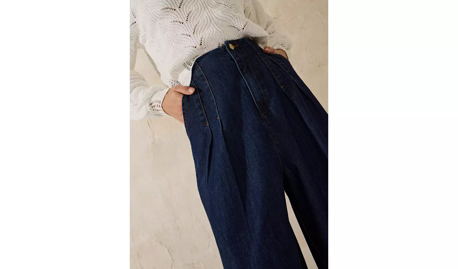 EVERBELLE Dark Washed Denim Super Wide Leg Jeans 14