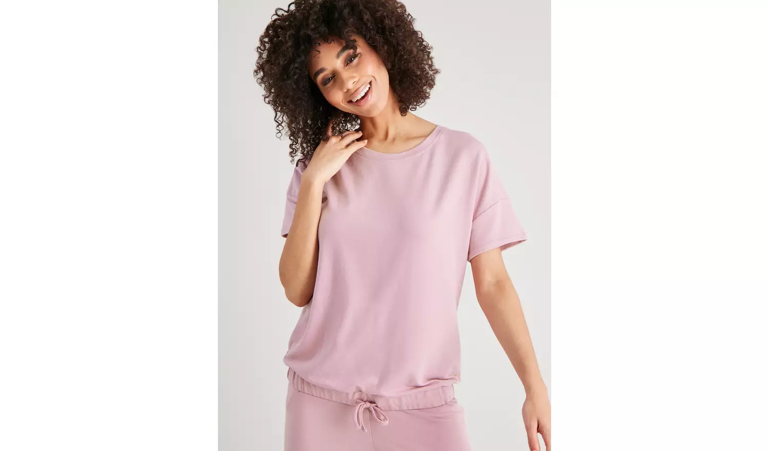 Active Mauve Coord Bubble Hem T-Shirt - 10