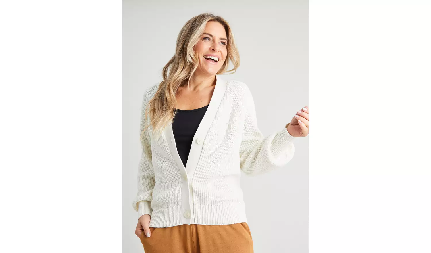Cream Knitted Slouchy Cardigan - 14