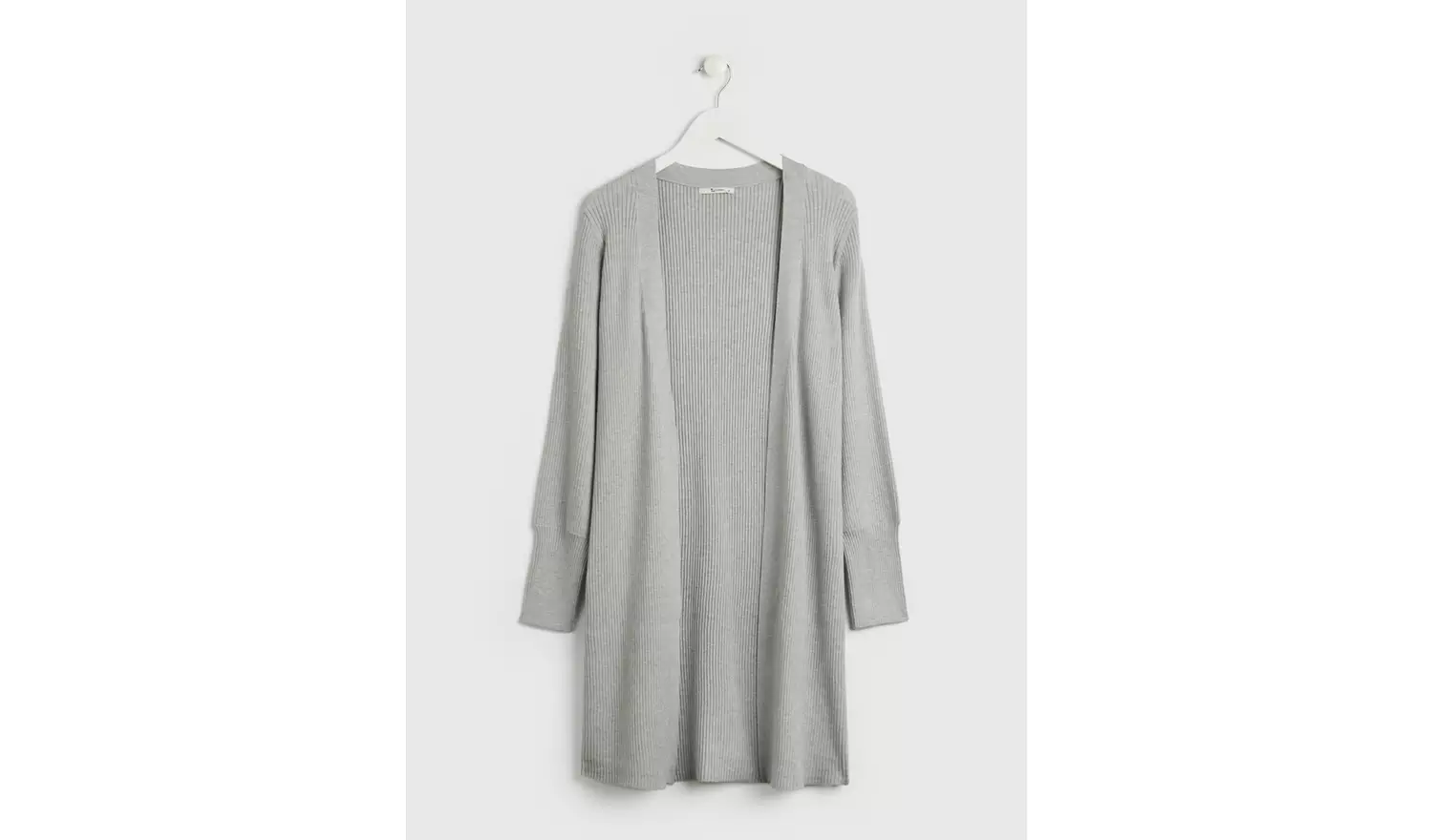 Grey Ribbed Knit Longline Cardigan - 24