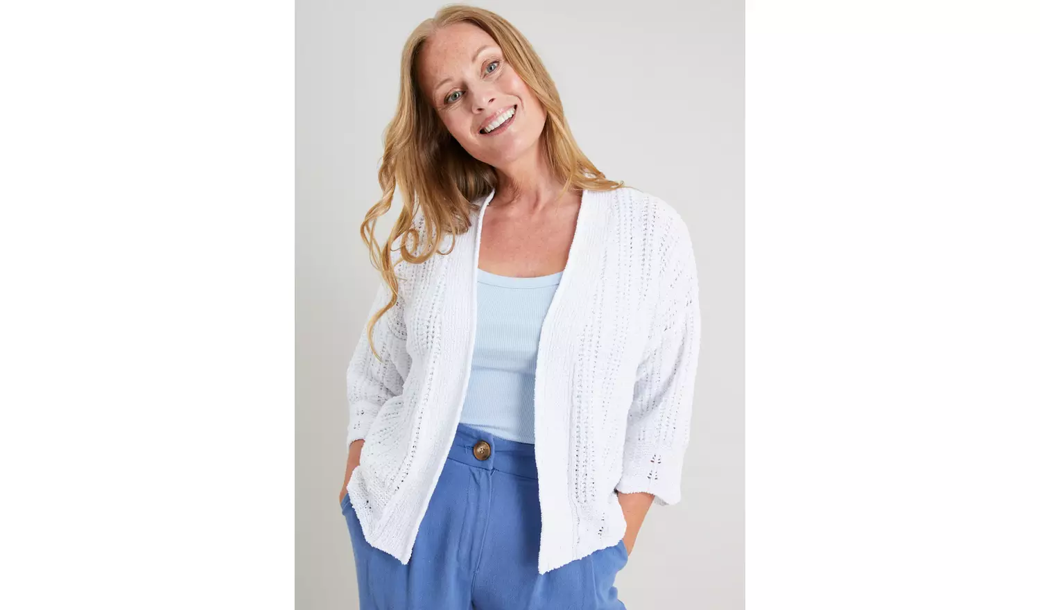 White Boucle Knit Cardigan - 24