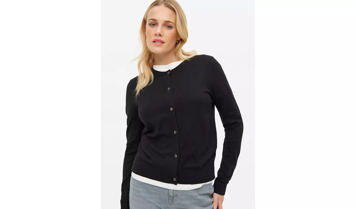 Black Soft Touch Crew Neck Cardigan 12