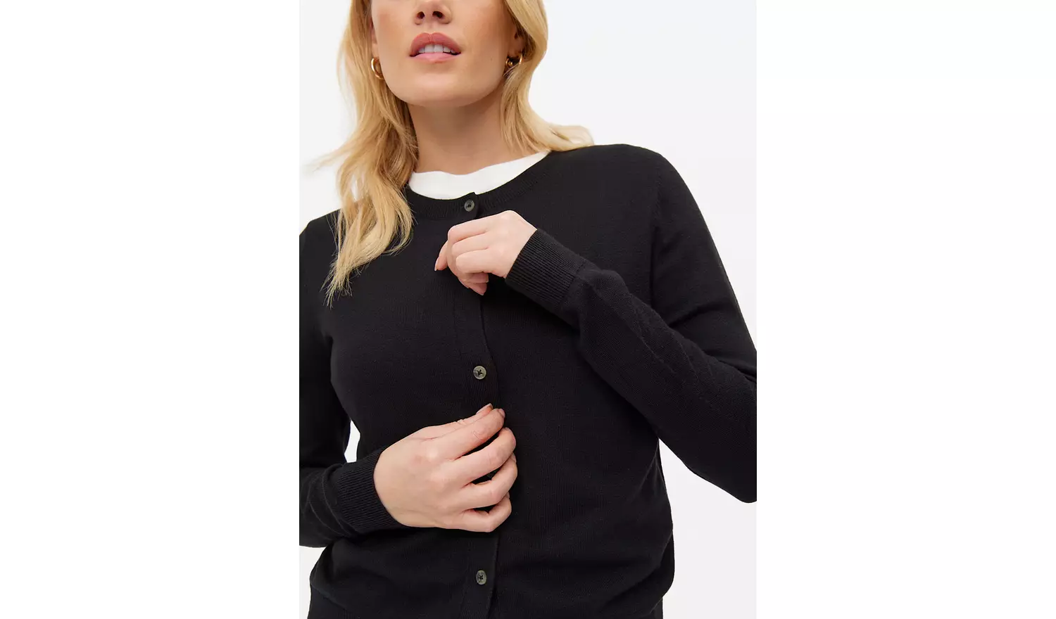 Black Soft Touch Crew Neck Cardigan 8