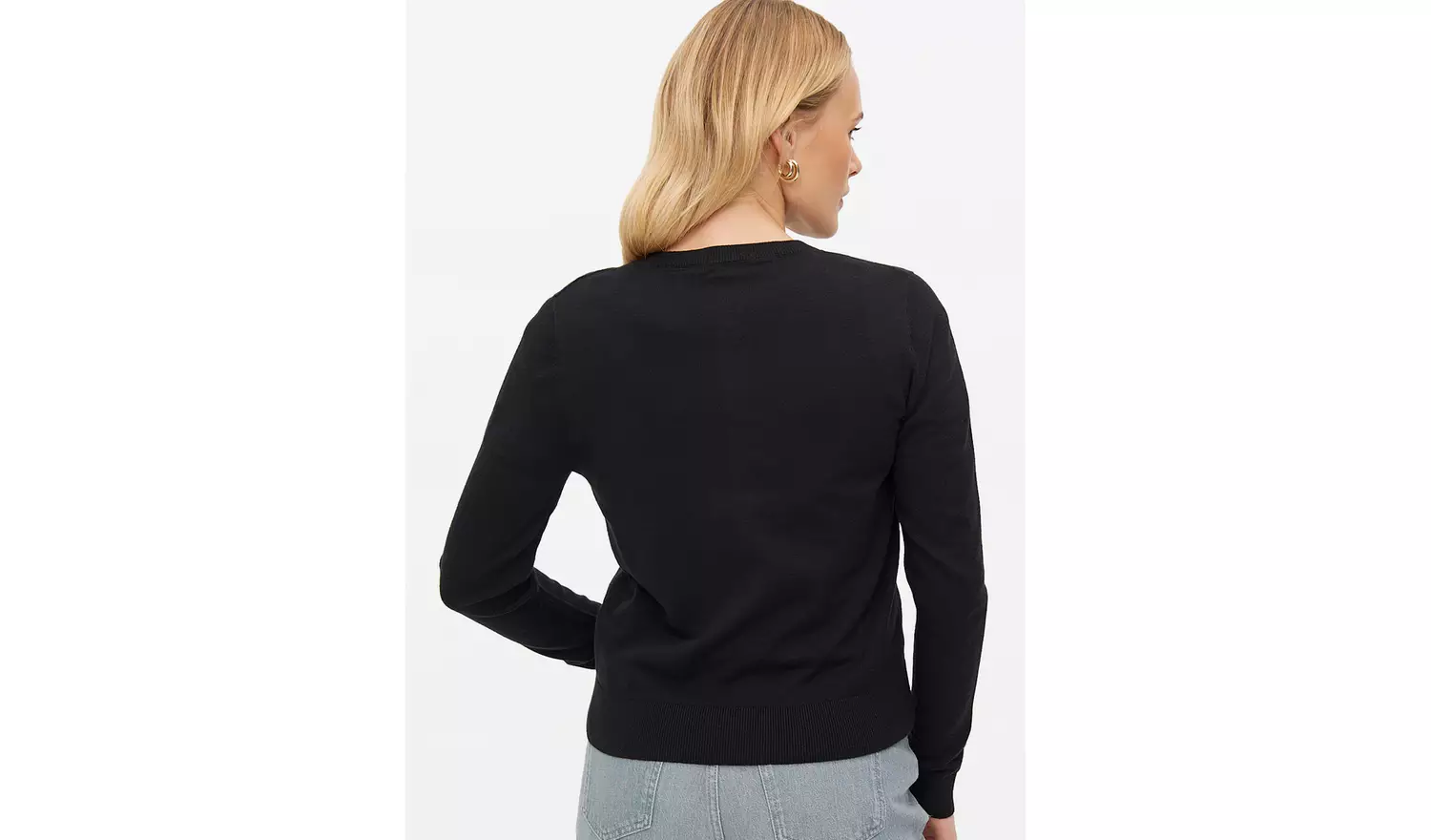 Black Soft Touch Crew Neck Cardigan 8