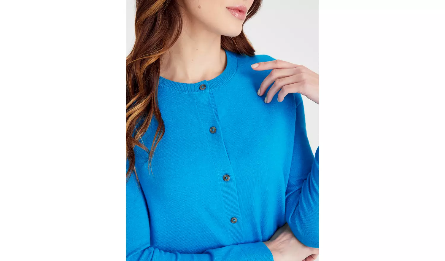 Blue Soft Touch Crew Neck Cardigan 14