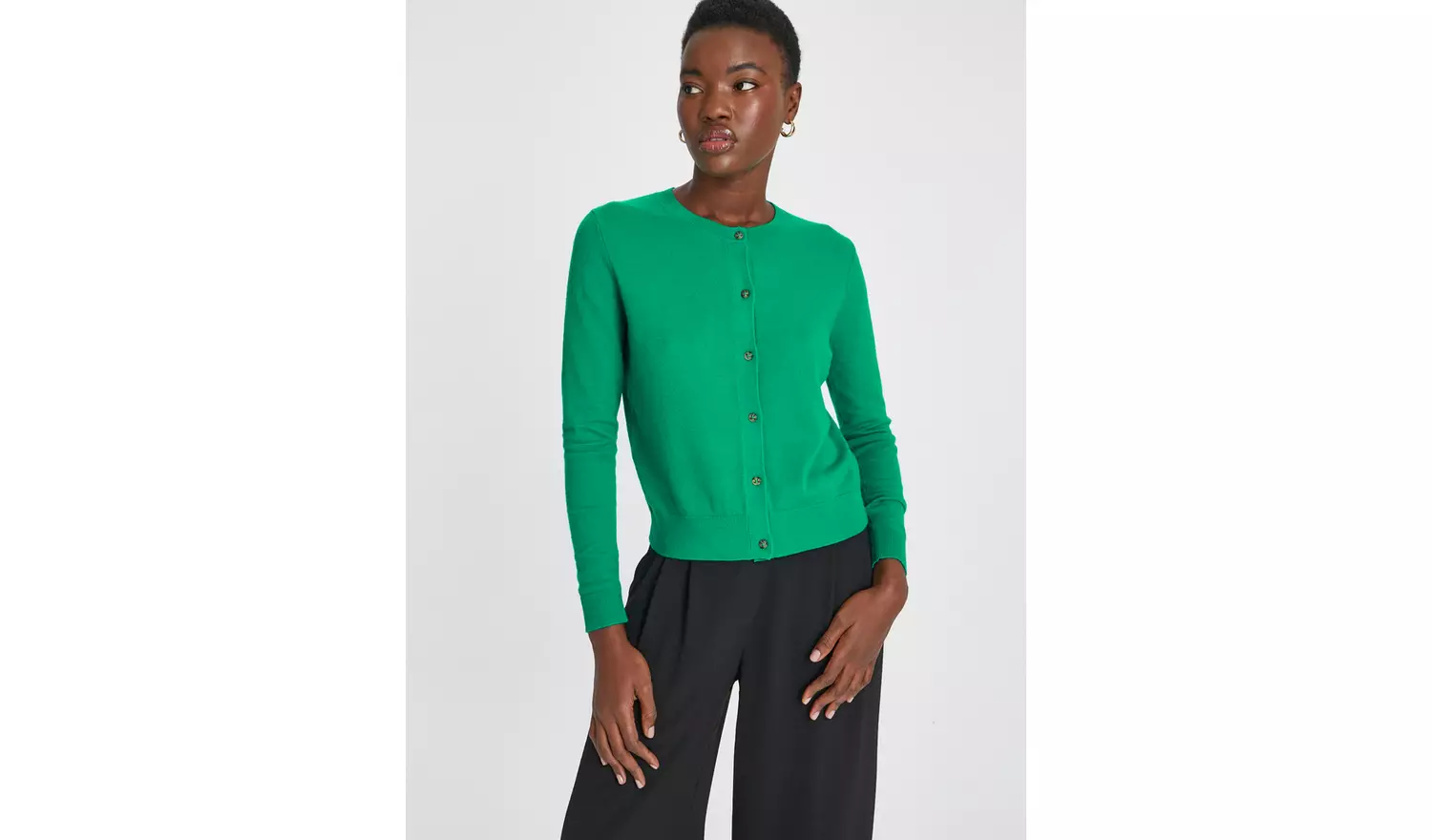 Green Soft Touch Crew Neck Cardigan 18