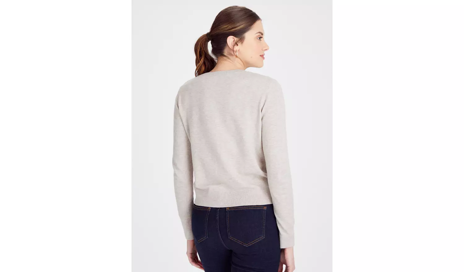 Oatmeal Soft Touch Crew Neck Cardigan 18