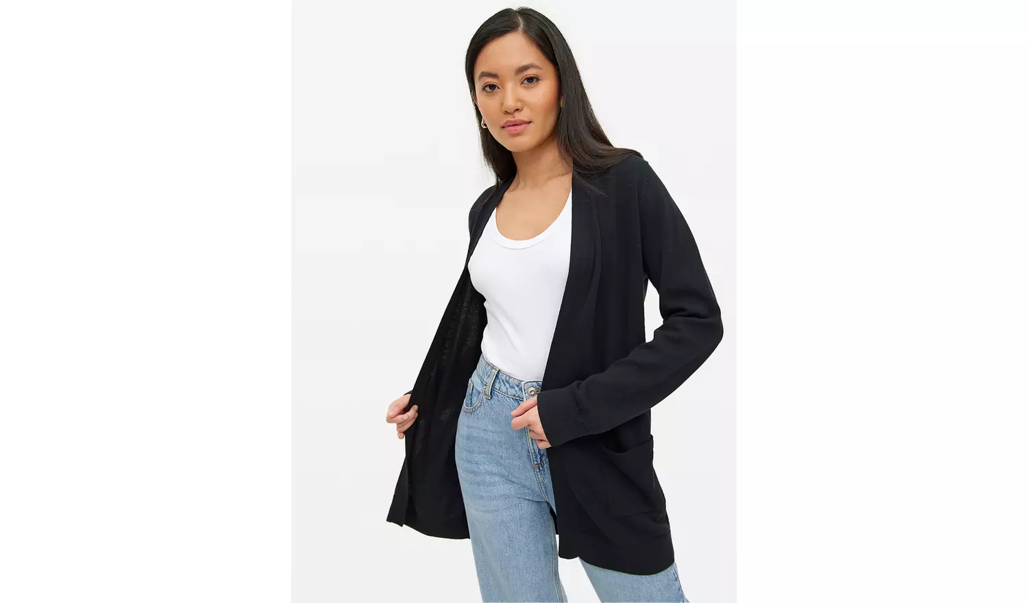 Black Pocket Longline Cardigan 8