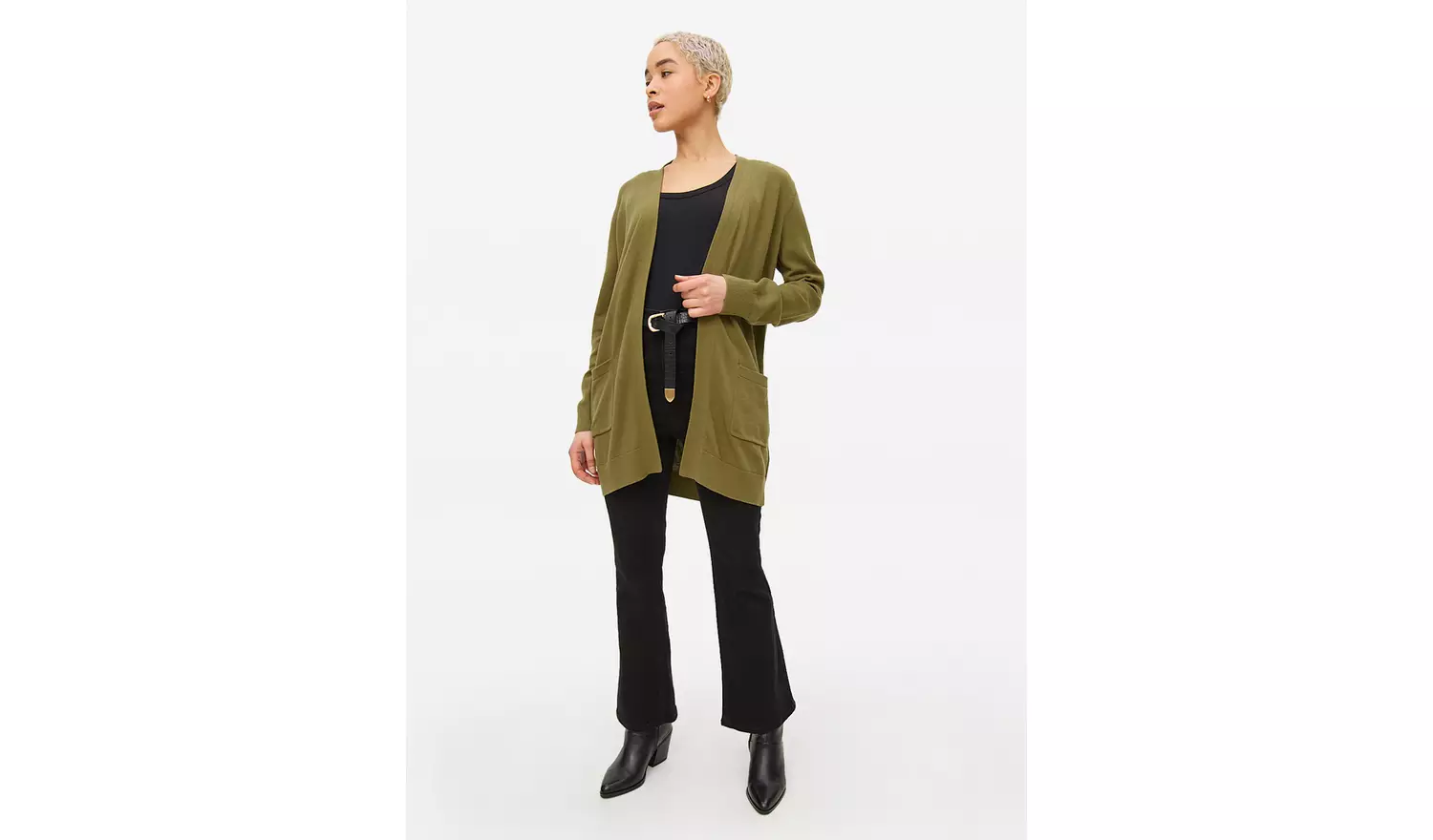 Khaki Pocket Longline Cardigan 14