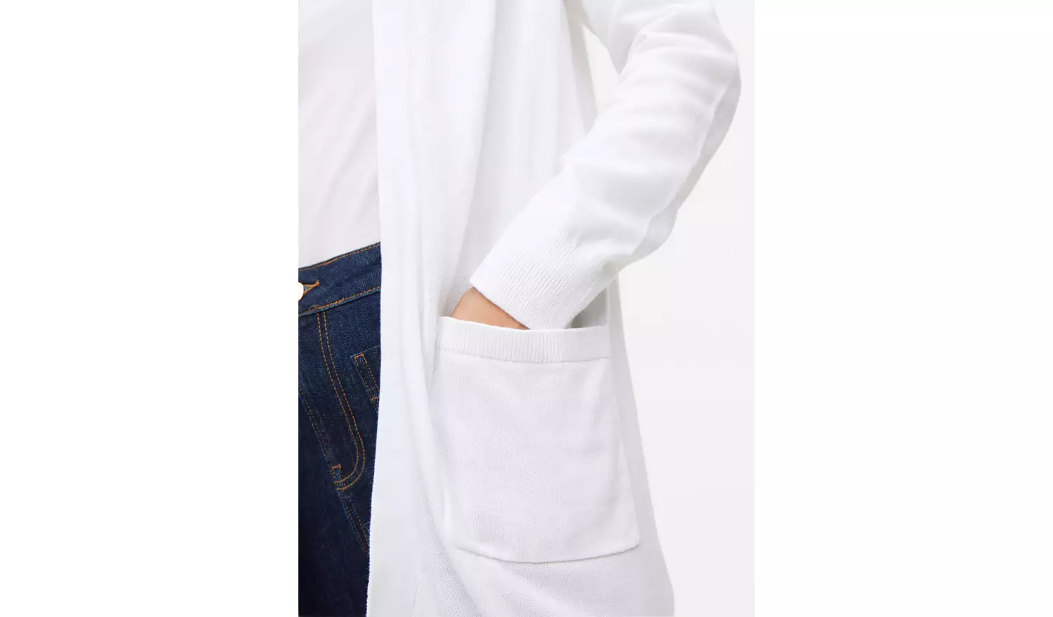 White Pocket Longline Cardigan 12