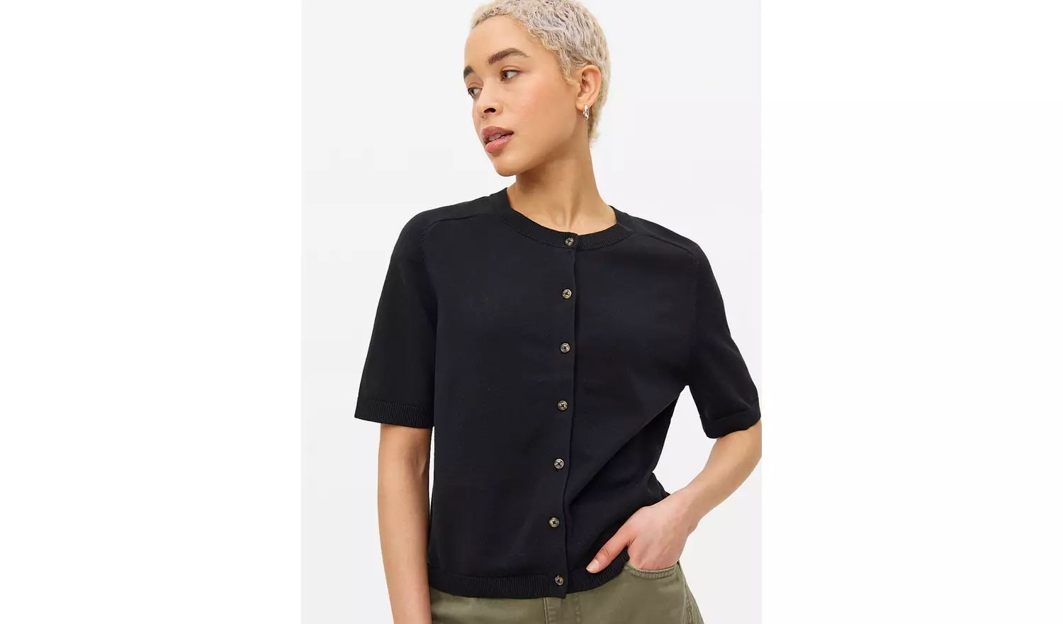 Black Raglan Short Sleeve Cardigan 14