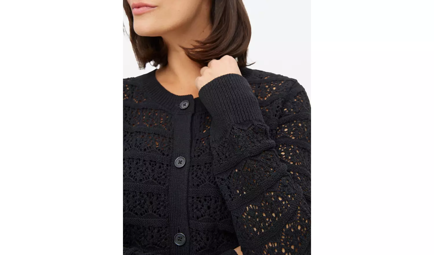 Black Pointelle Stripe Cardigan 14