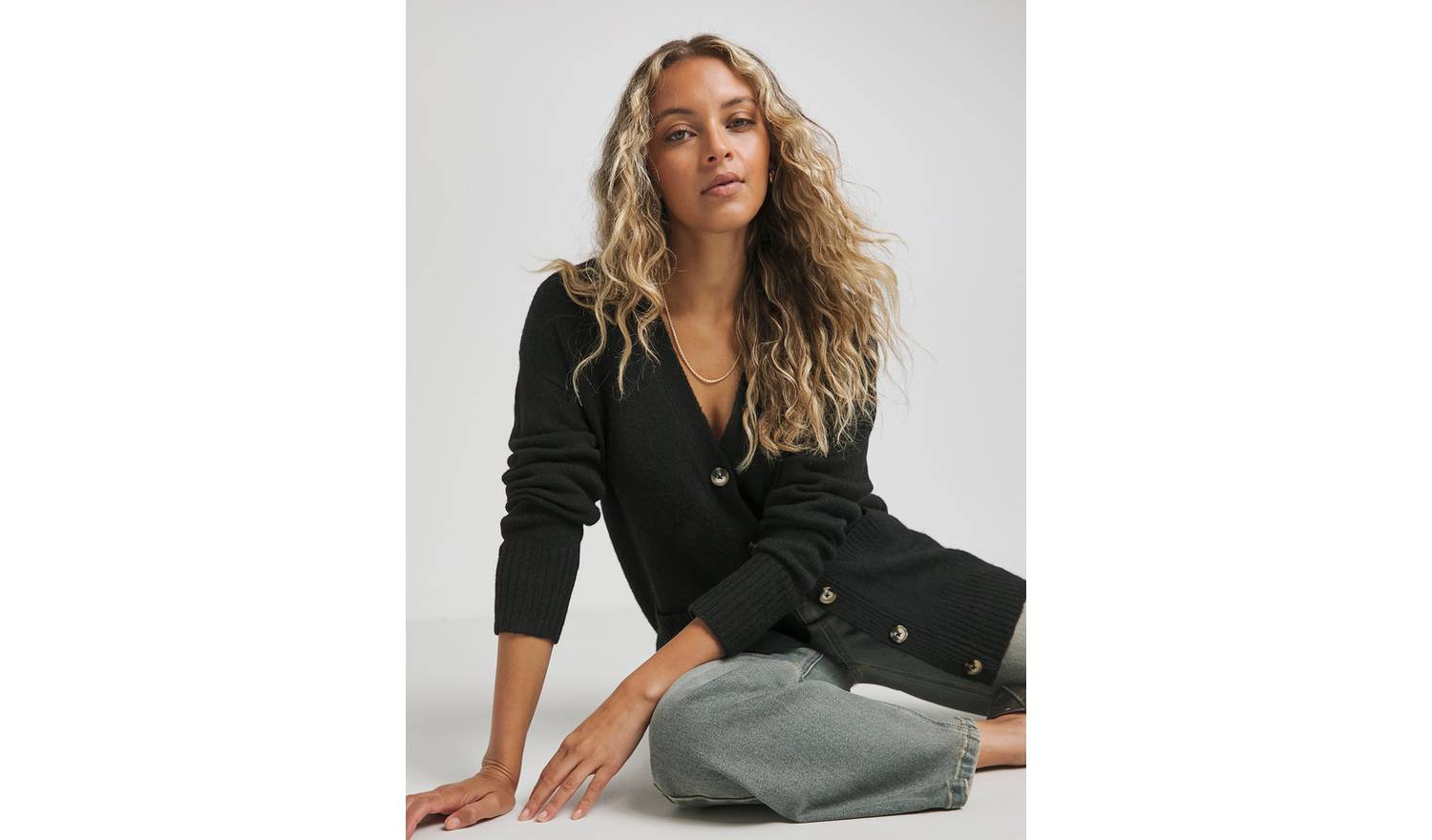 SIMPLY BE Black Boyfriend Cardigan 32-34