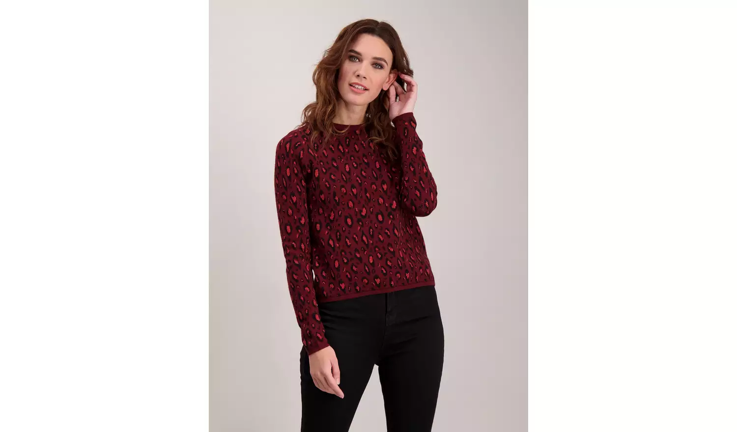 Dark Red Animal Print Jumper - 6