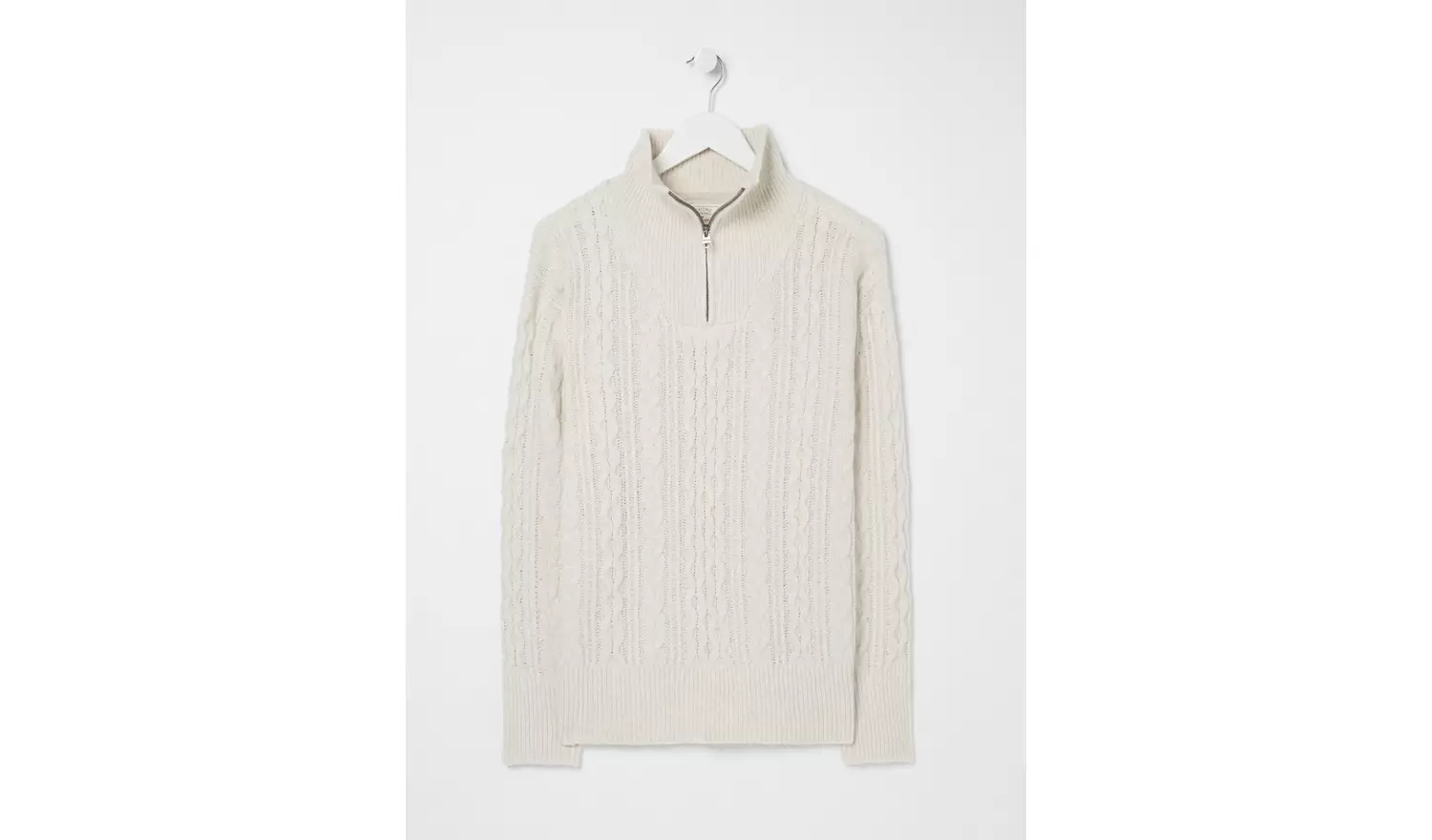 FATFACE Cream Heather Half Neck Jumper - 24