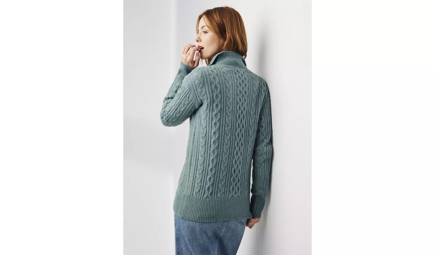 FATFACE Green Heather Half Neck Jumper - 16