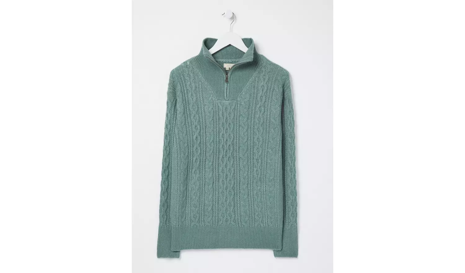 FATFACE Green Heather Half Neck Jumper - 16
