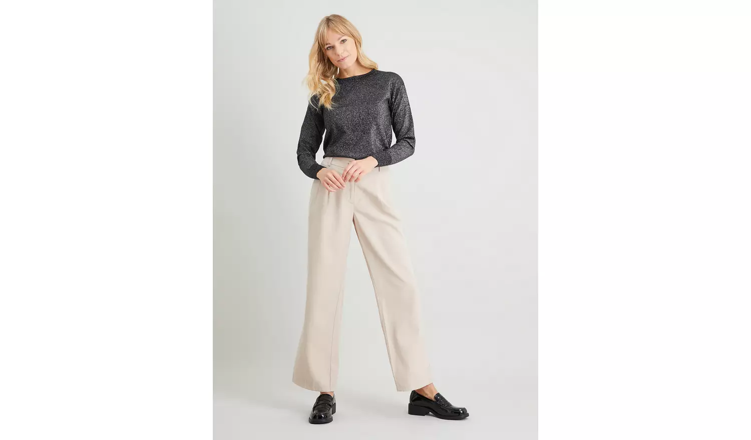 Black Sparkle Crew Neck Jumper - XL