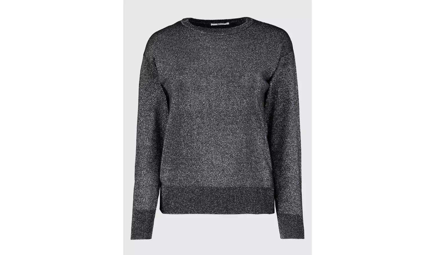 Black Sparkle Crew Neck Jumper - M