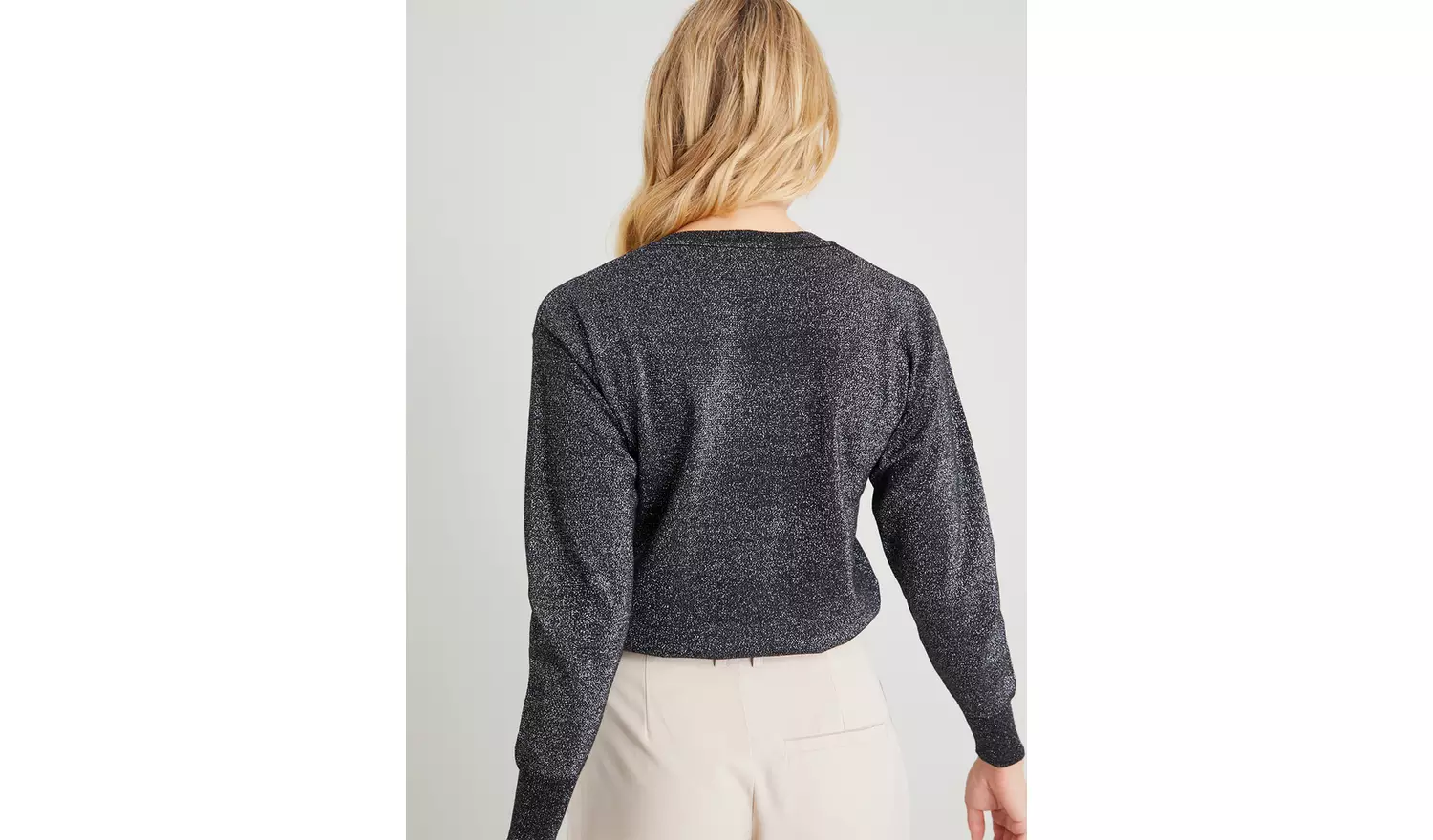 Black Sparkle Crew Neck Jumper - S