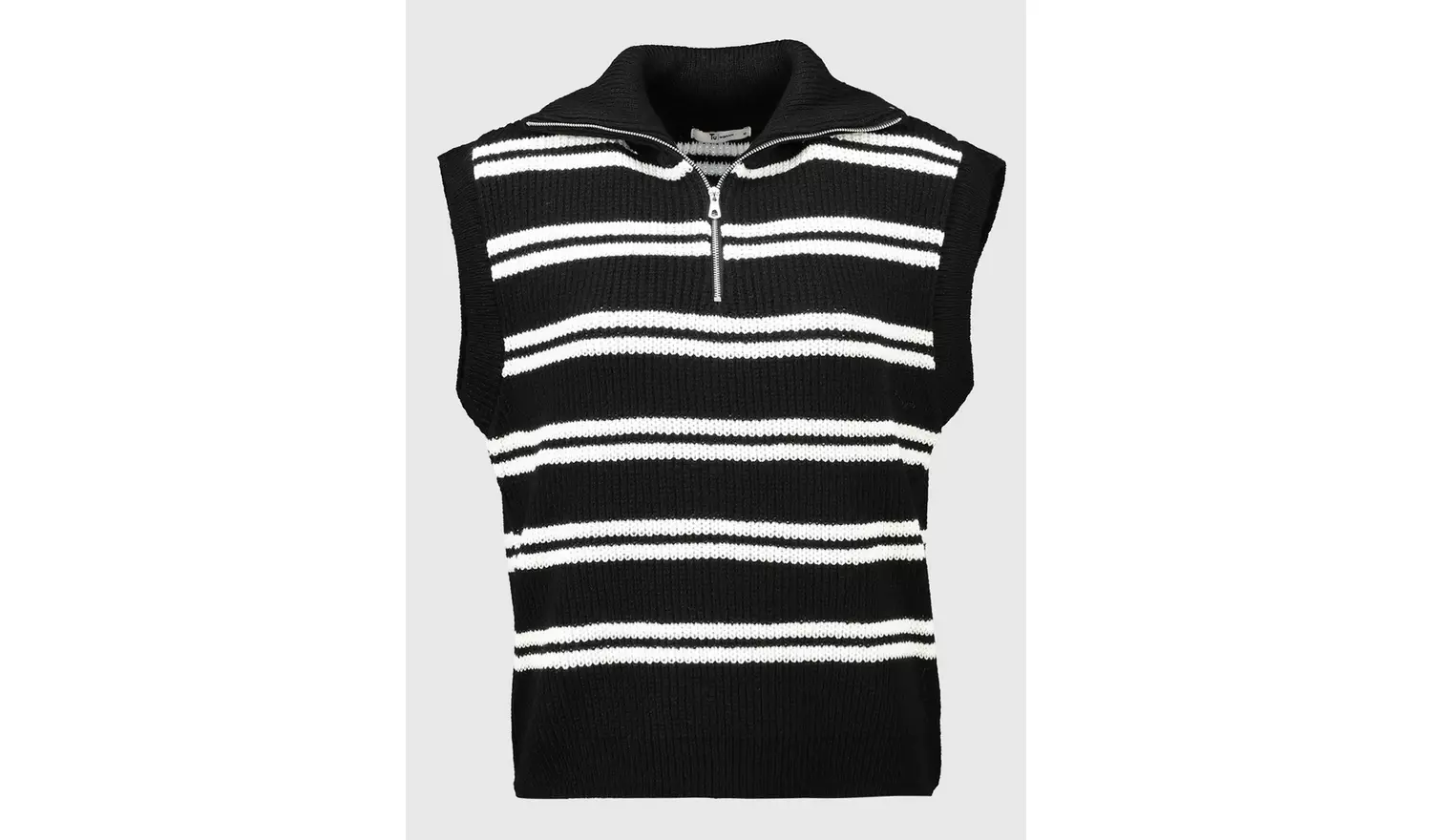 Mono Stripe Zip Neck Tank Top - 16