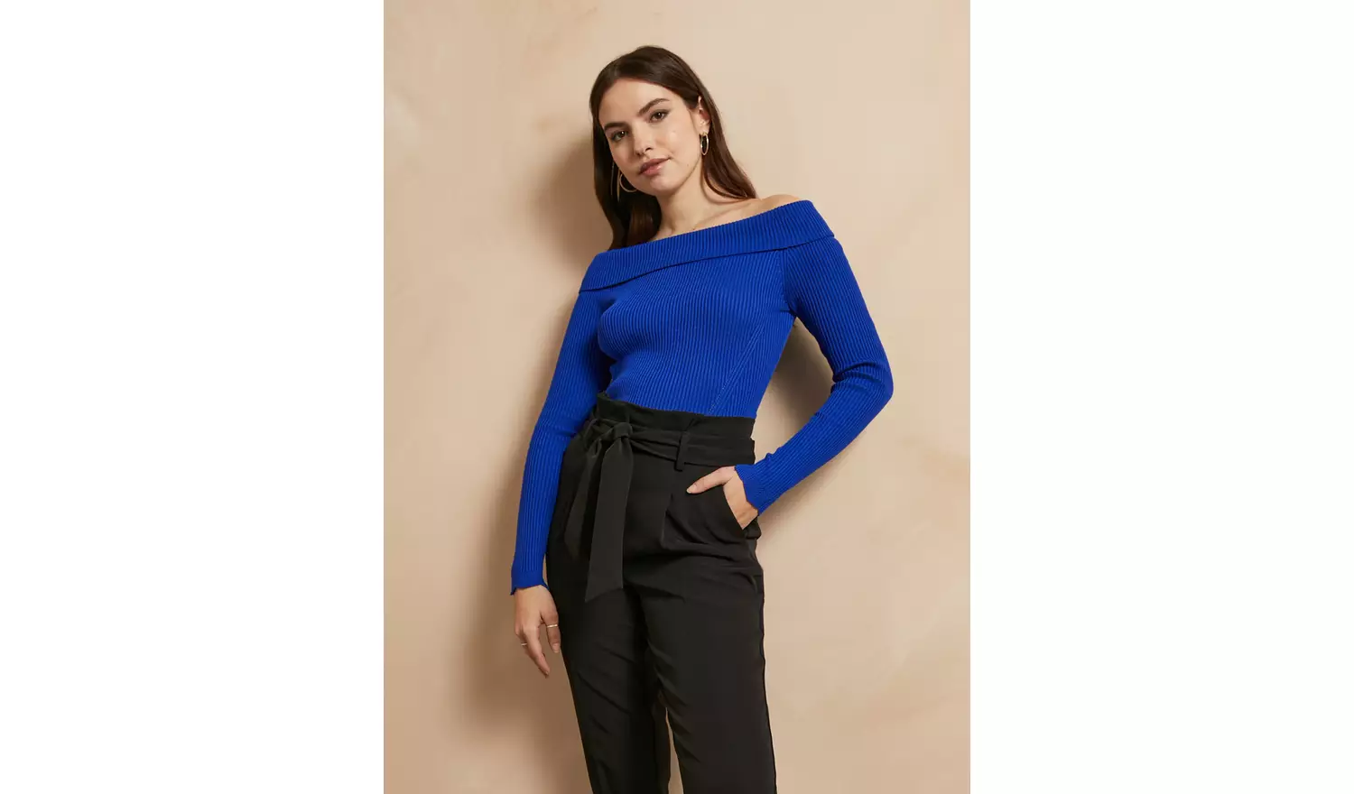 EVERBELLE Blue Scallop Ribbed Knitted Jumper18