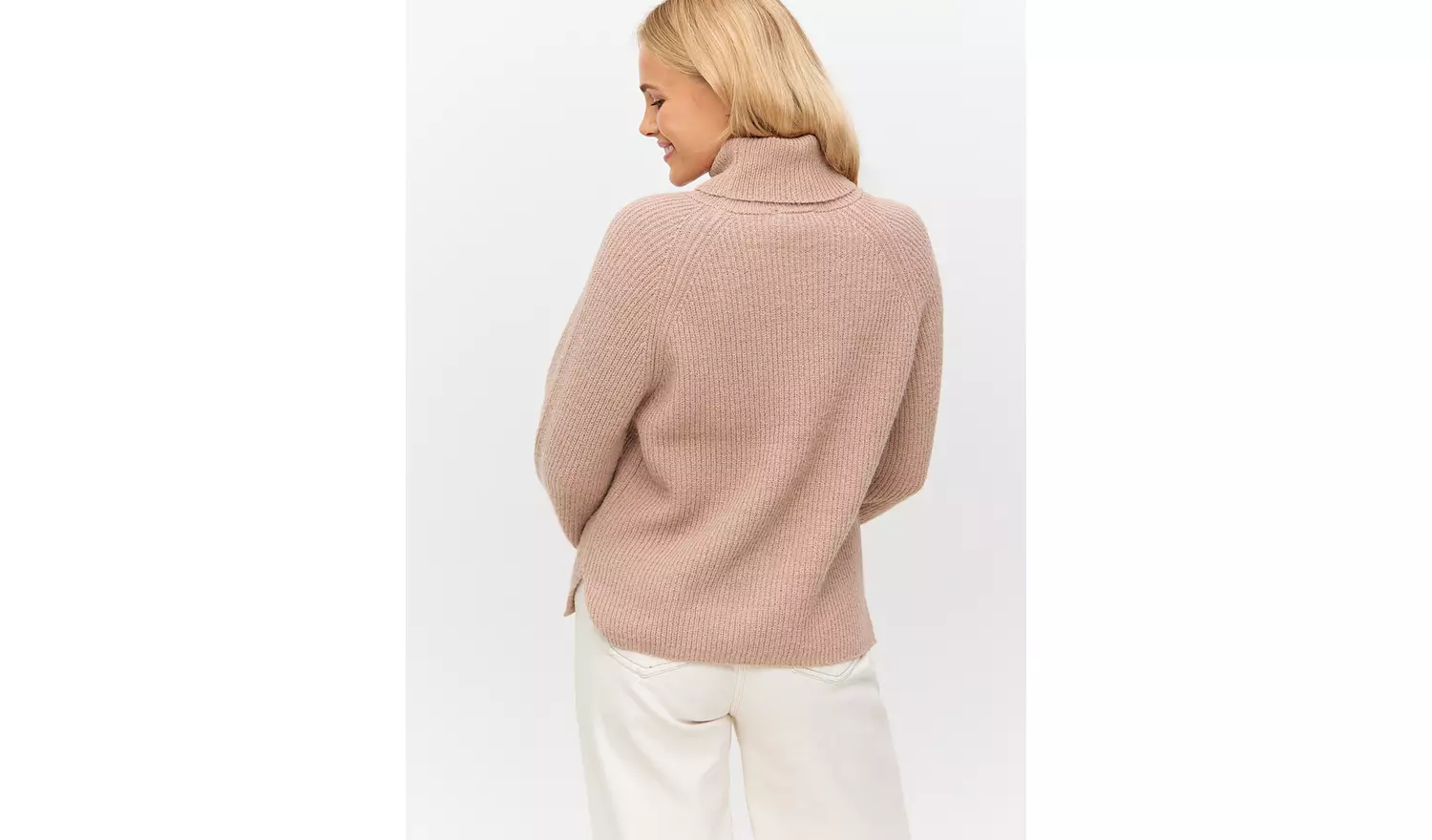 Tan Roll Neck Raglan Sleeve Knitted Jumper 20