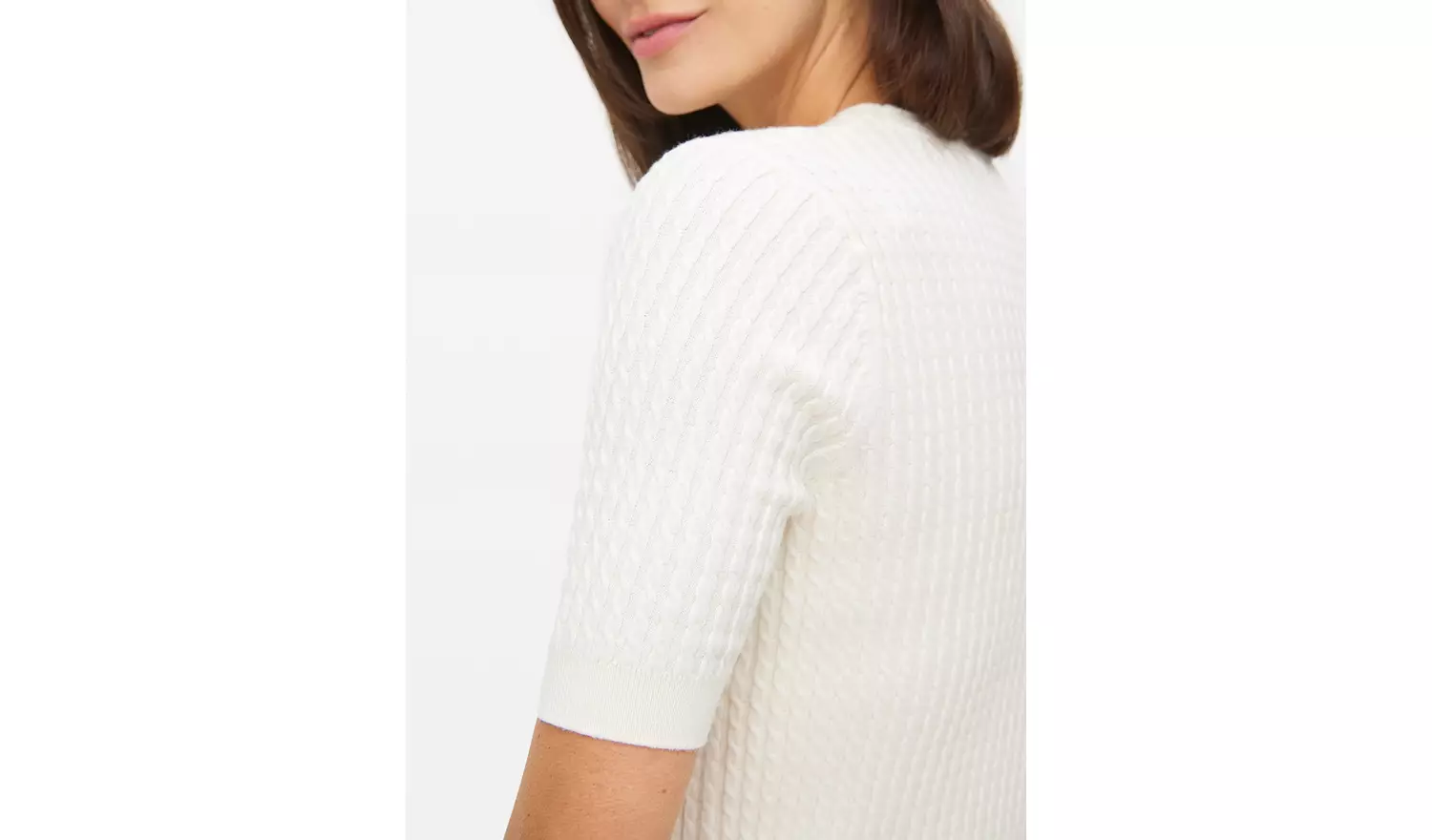 Cream Soft Touch Cable Knit T-Shirt 10