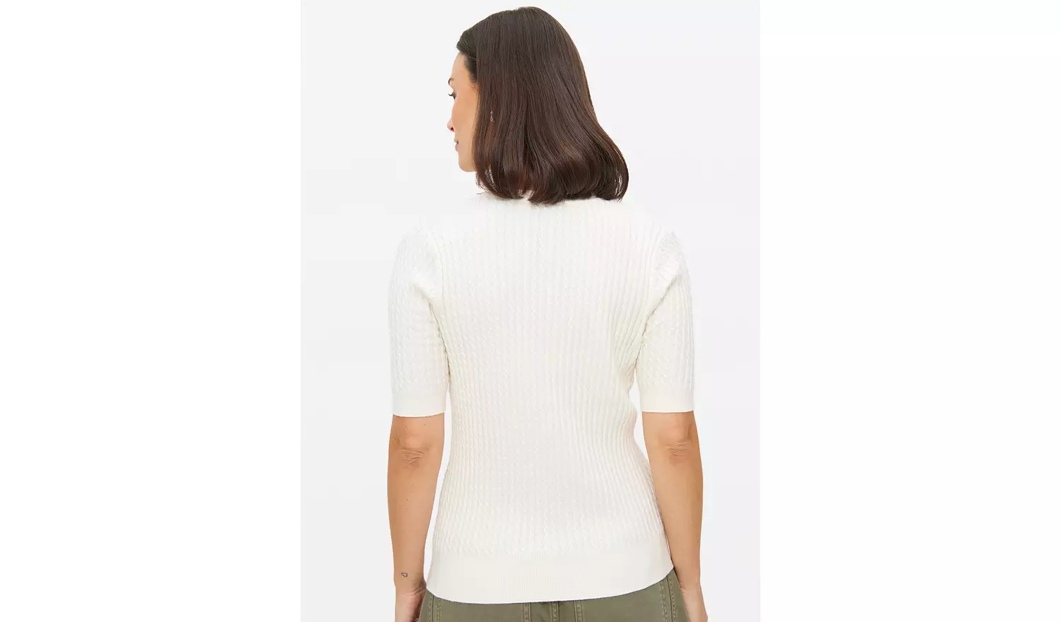 Cream Soft Touch Cable Knit T-Shirt 10