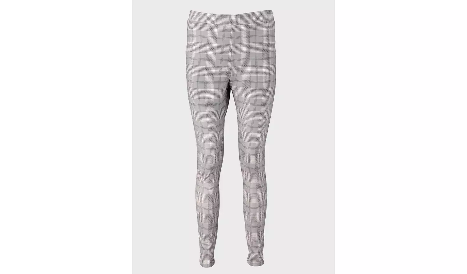 Grey Check Print Leggings - 16