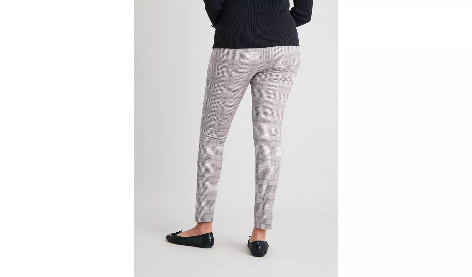 Grey Check Print Leggings - 16