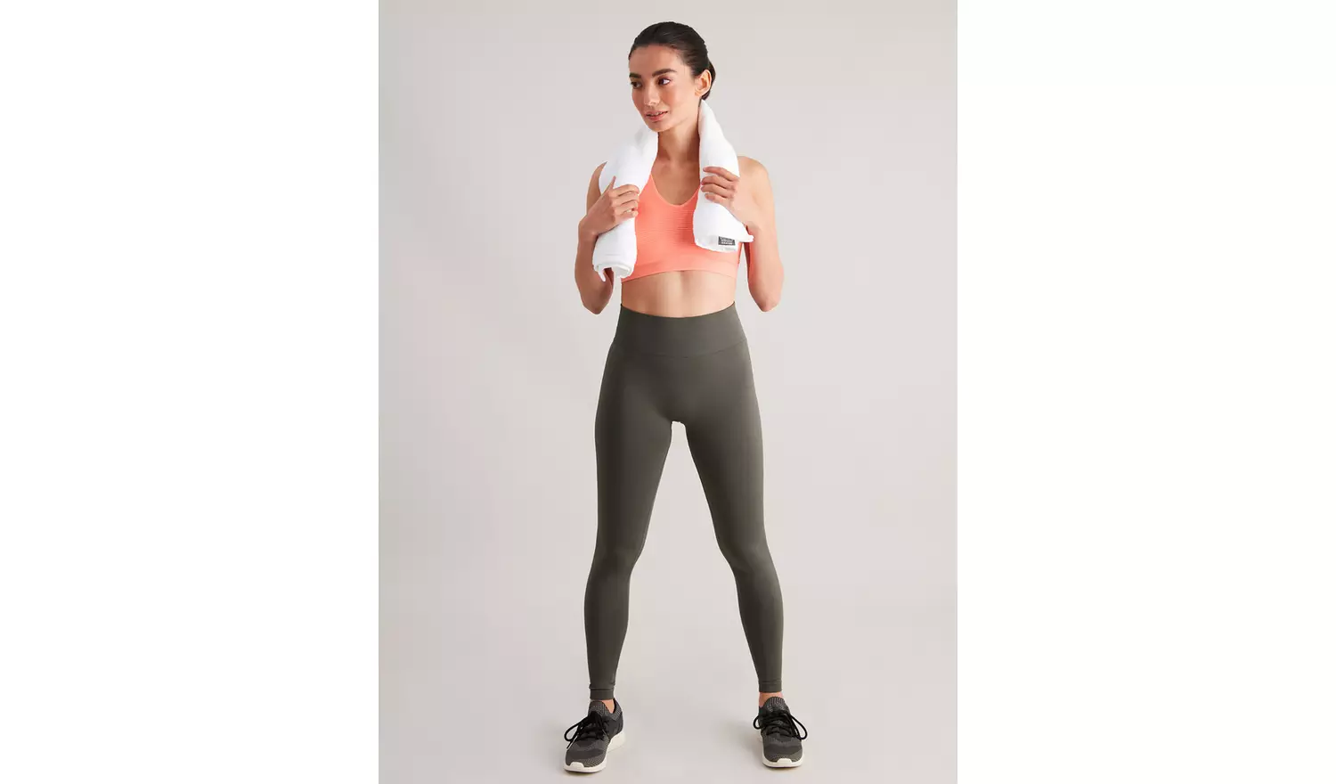 Active Khaki Seamless Leggings - M