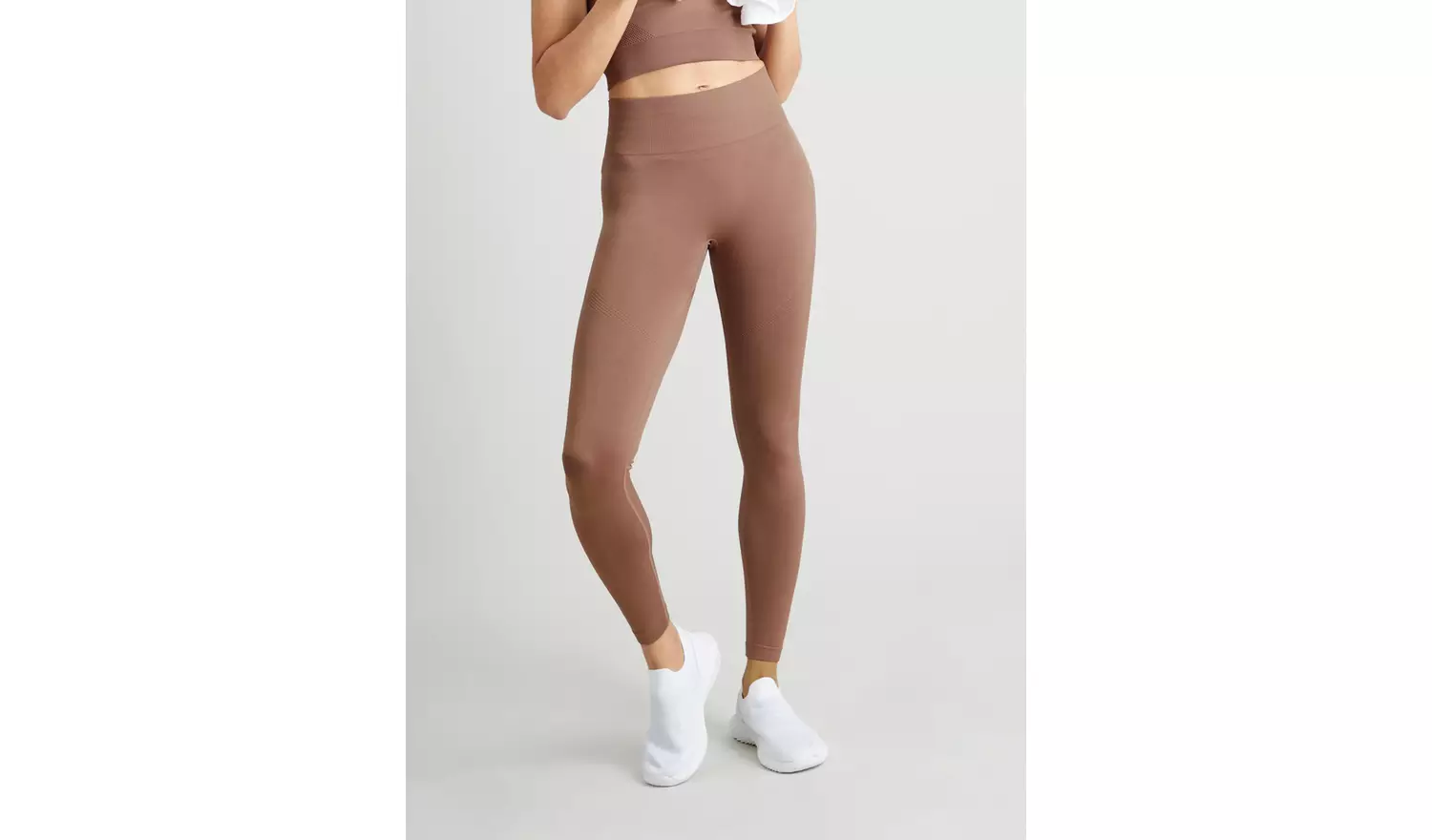 Active Brown Seamless Coord Leggings - M