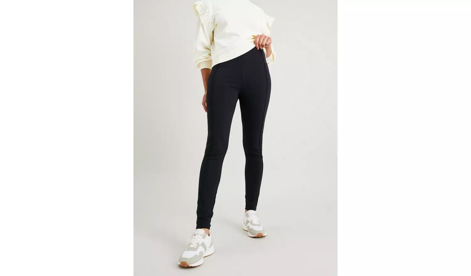 Black Smart Ponte Pintuck Leggings 16L