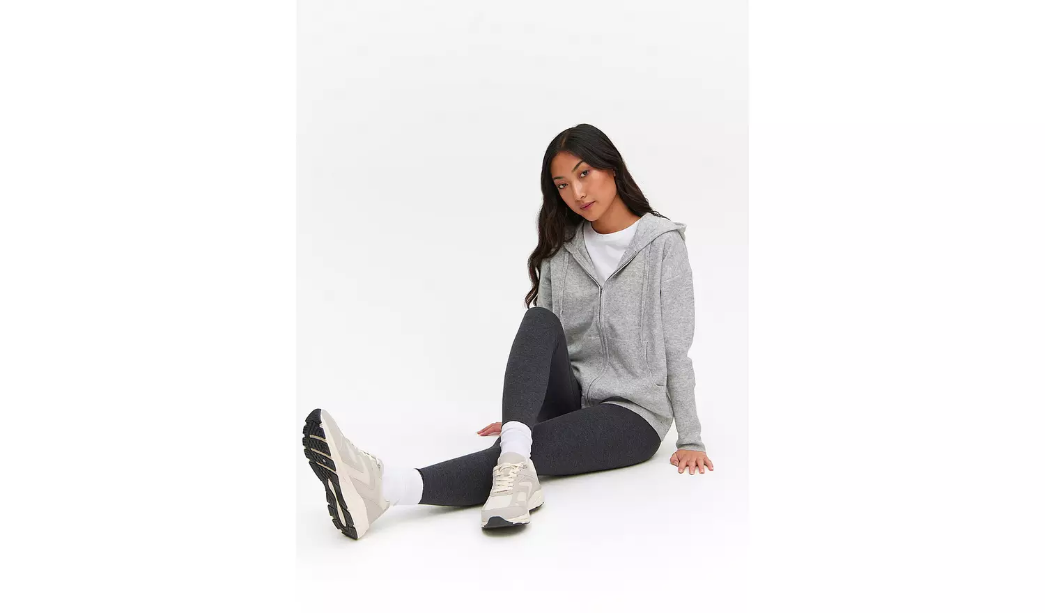 Grey Cotton Modal Leggings L