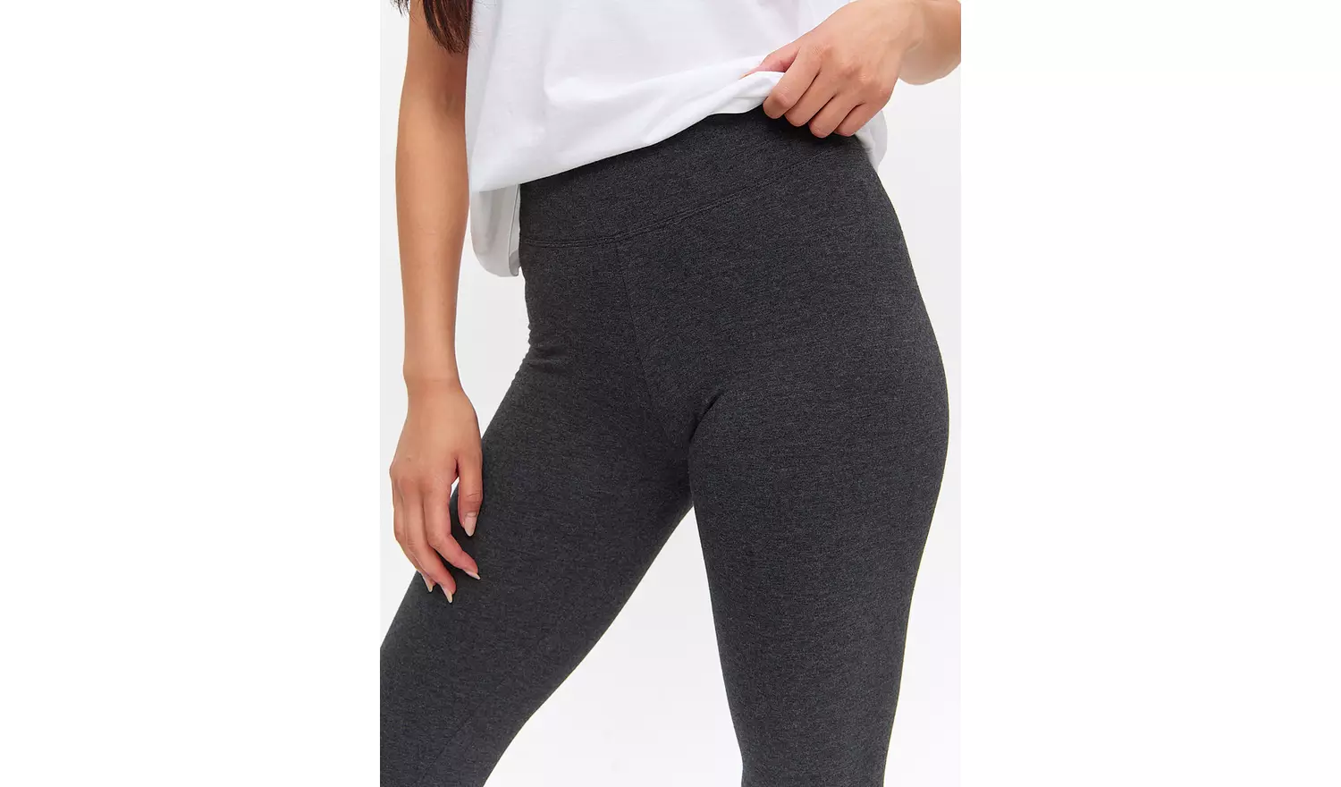 Grey Cotton Modal Leggings M