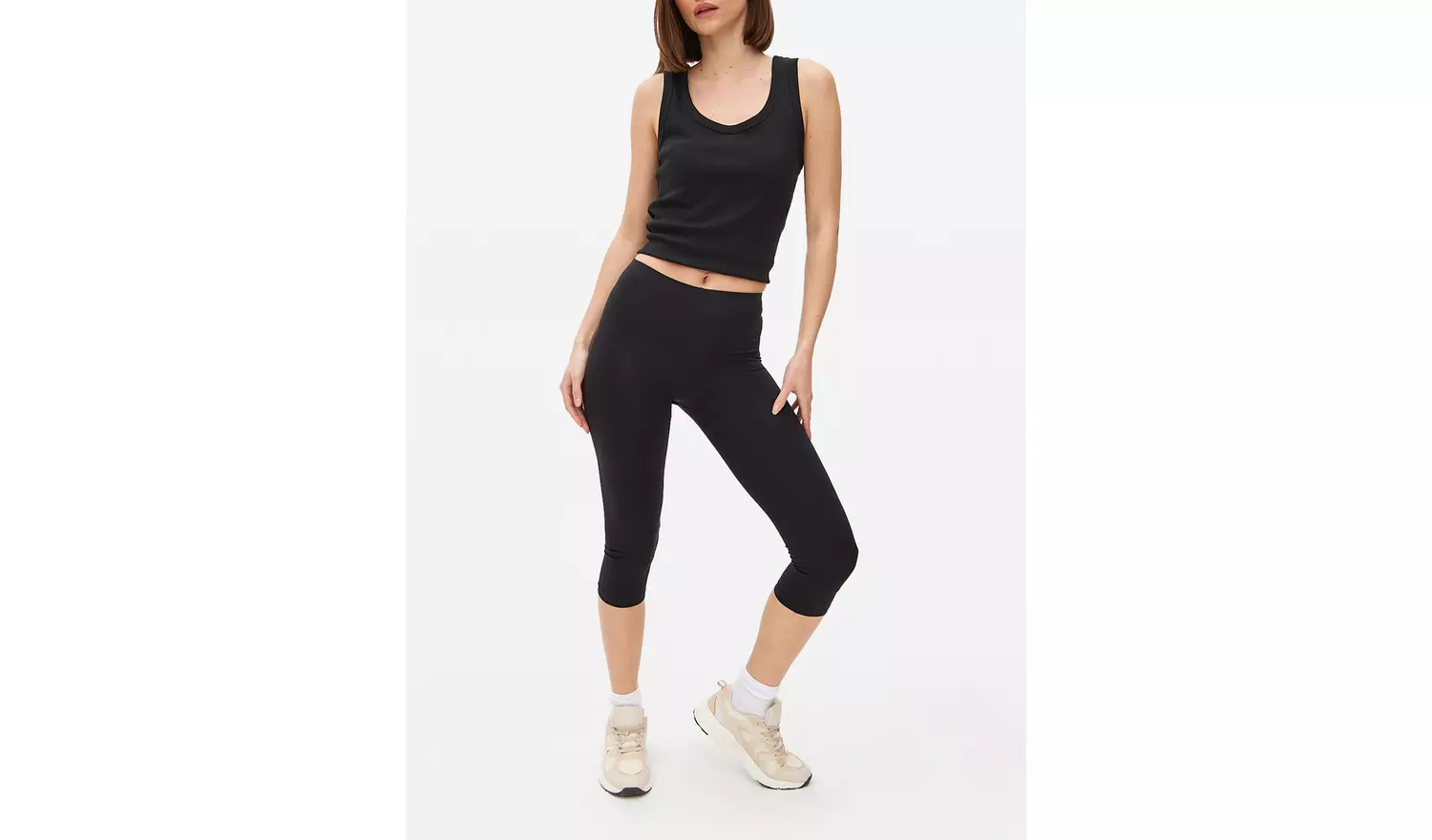 Black Cropped Leggings 2 Pack XL