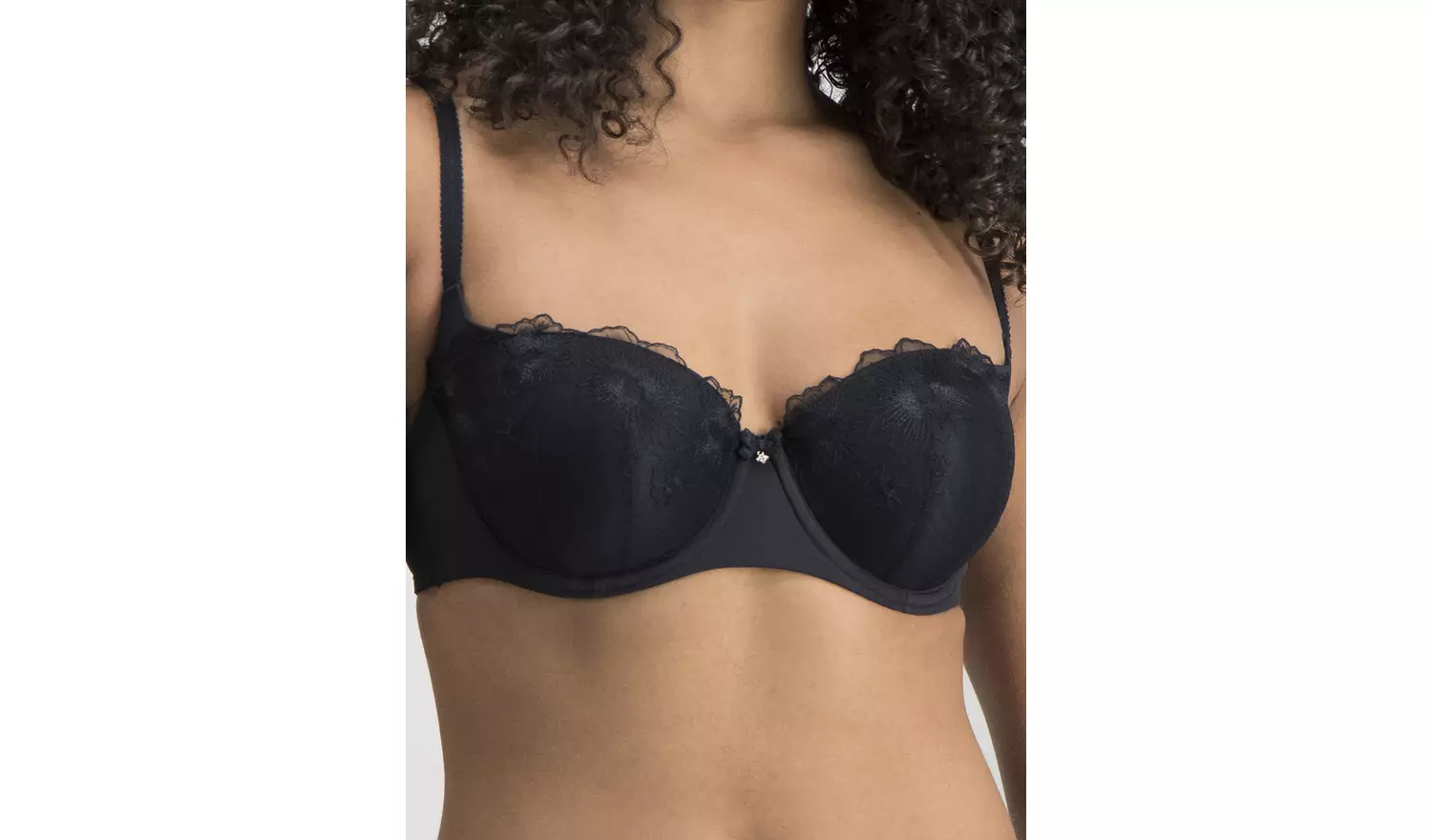 Black Embroidered Balcony Bra - 34A