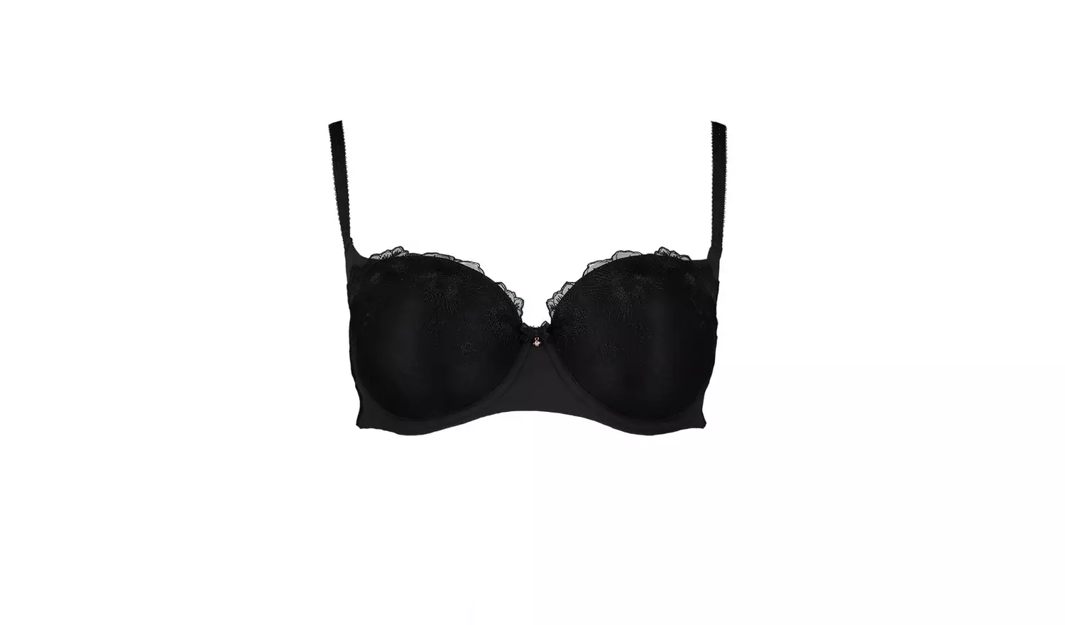 Black Embroidered Balcony Bra - 34A