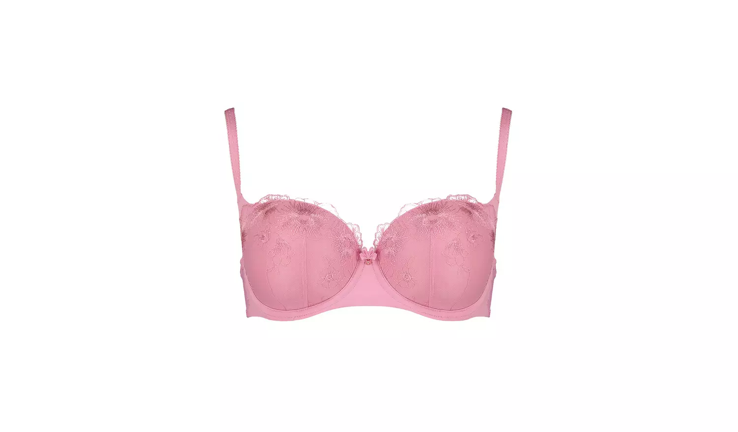 Bright Pink Embroidered Balcony Bra - 40B