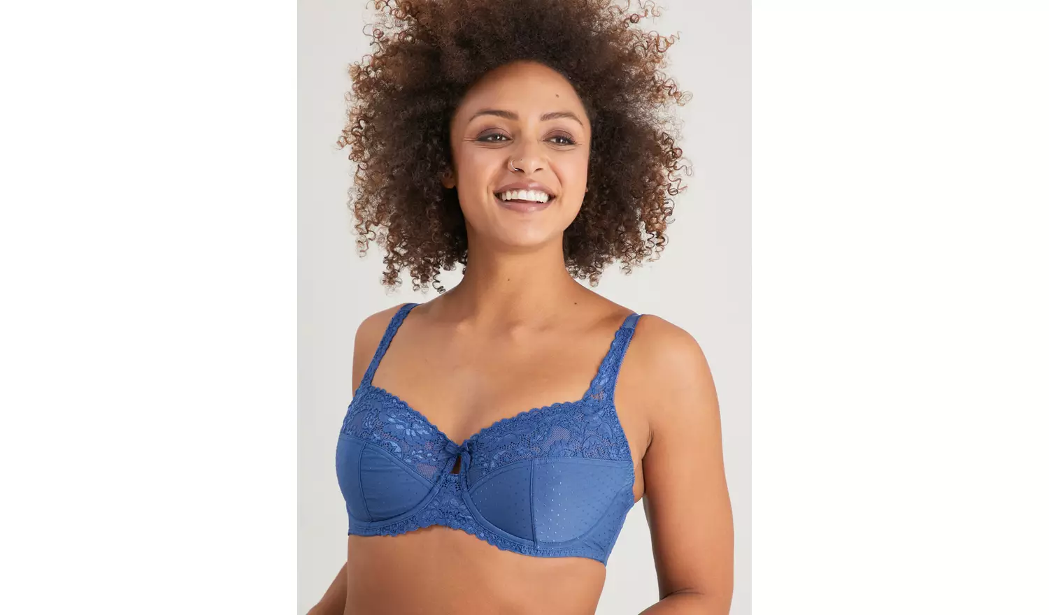 DD+ Navy Recycled Lace Comfort Full Cup Bra - 32F