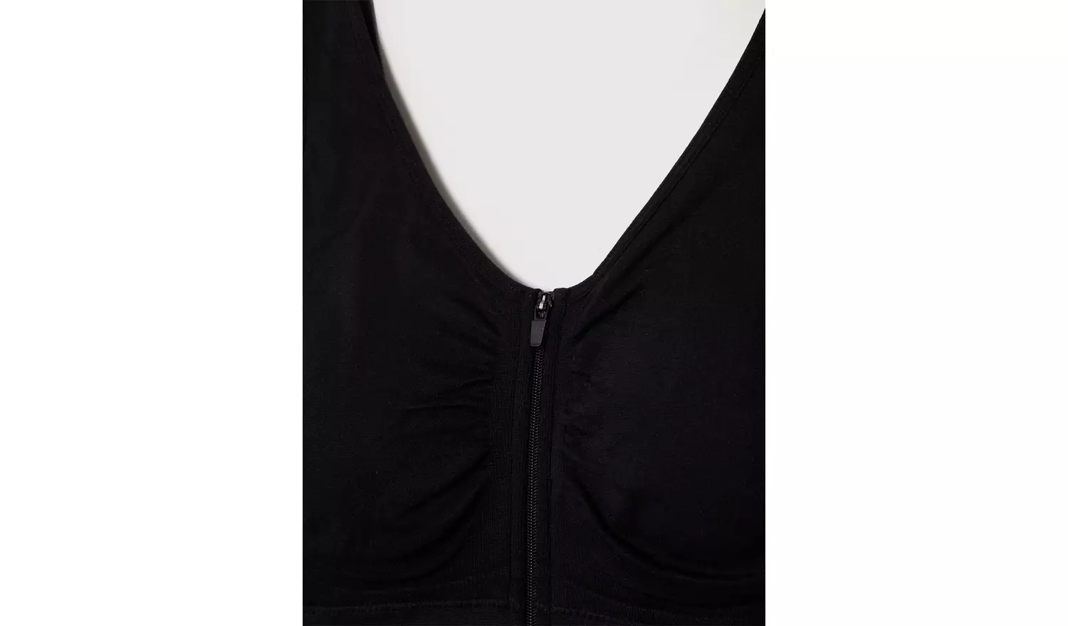 Black Seamless Stretch Zip Front Crop Top XXXL
