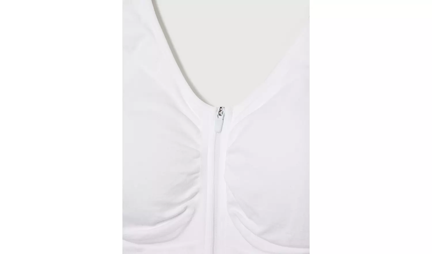 White Seamless Stretch Zip Front Crop Top XL