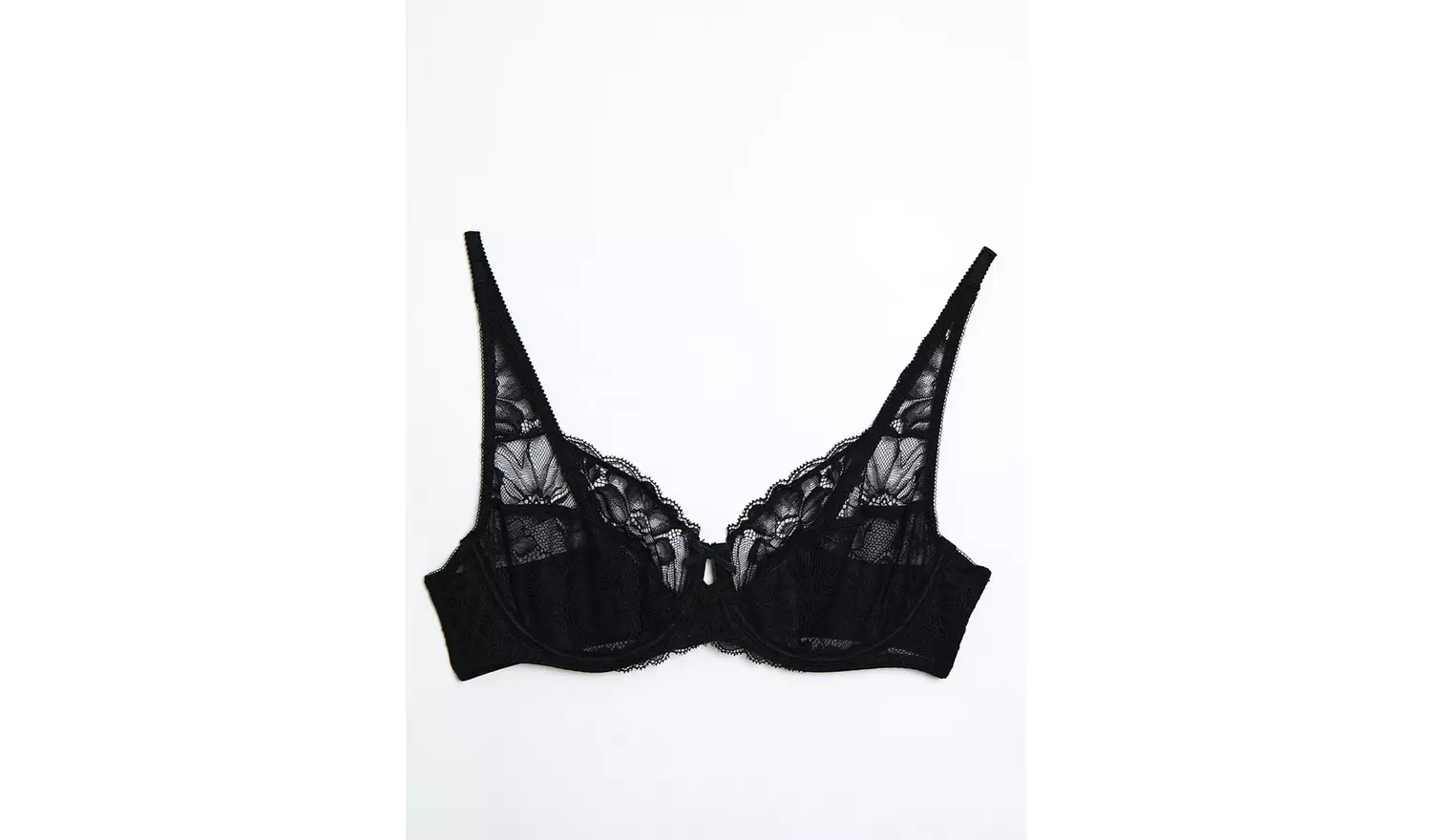 Black Recycled Lace Full Cup Comfort Bra - 42DD