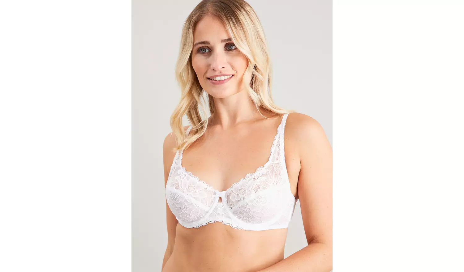 White Recycled Lace Full Cup Comfort Bra - 38B