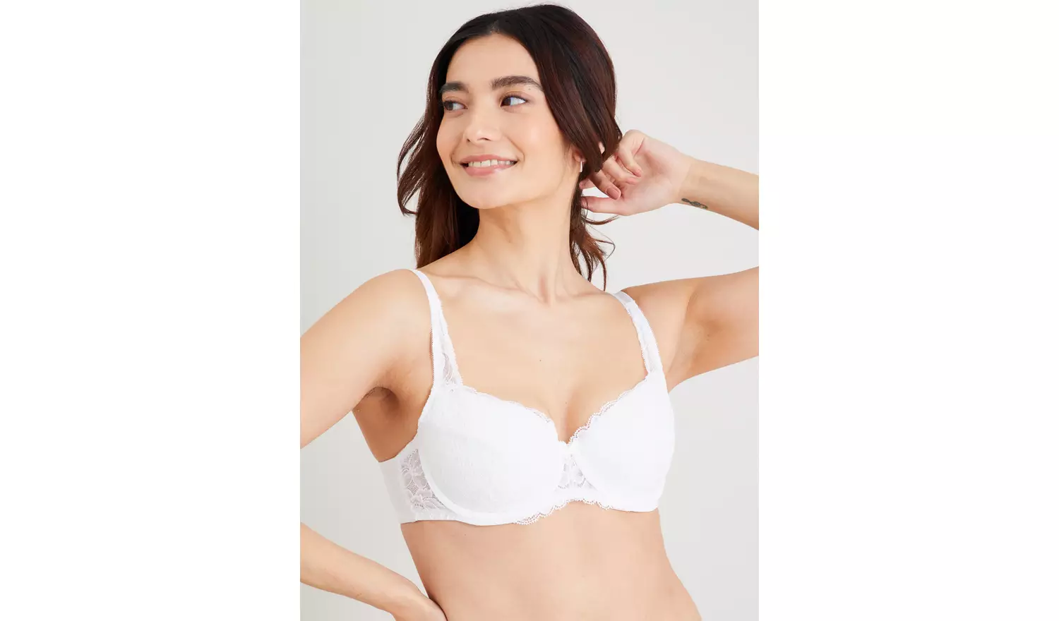 A-E White Lace Full Cup Comfort Bra 38DD
